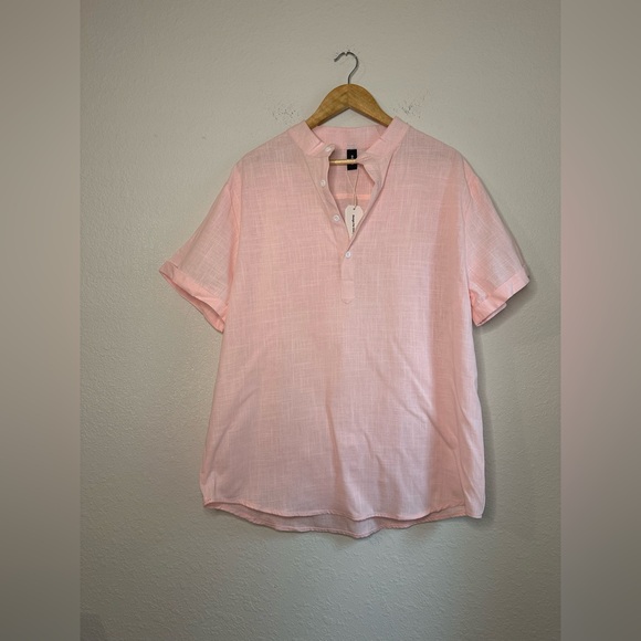 Ouku Other - NWT Ouku Pink Cotton Linen Shirt Size XL